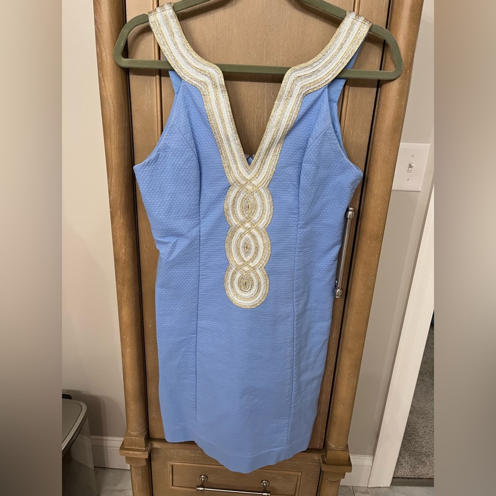 Lilly Pulitzer Blue Dress with Gold Detailing